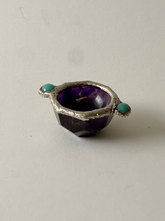 Silver mounted amethyst cup